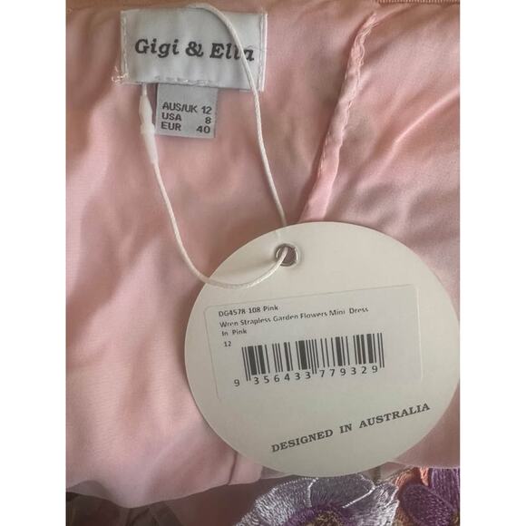 NWT Gigi & Ella Size 8 Medium Wren Pink Strapless 3D Garden Flowers Dress - Picture 9 of 9